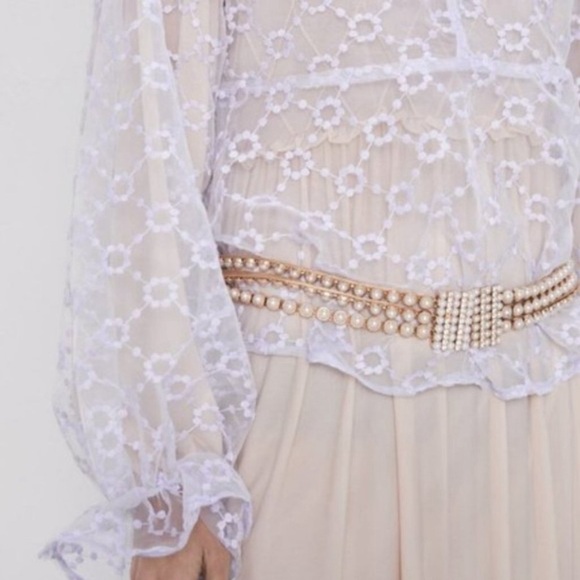 Zara Lilac Mesh Floral Blouse Small - Picture 6 of 12